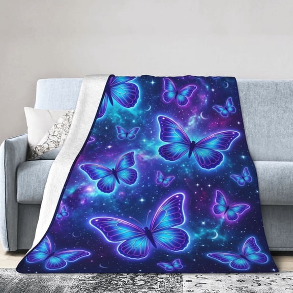 Ultra Soft Butterfly Throw Blanket, Flannel Blanket for Adults Kids, Cozy Gift for Couch Sofa Bed 50x40