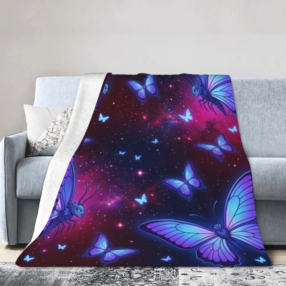 Ultra Soft Butterfly Throw Blanket, Flannel Blanket for Adults Kids, Cozy Gift for Couch Sofa Bed 50x40
