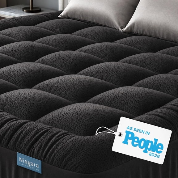 Ultra Soft California King Mattress Topper Rayon from Bamboo Cooling Pad for Back Pain Relief Black