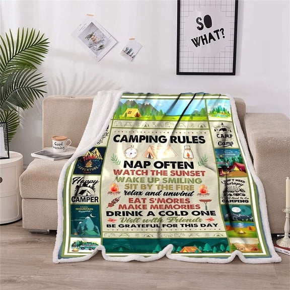 Ultra Soft Camping Bus Throw Blankets Retro Bus Camper Decor Sherpa Blanket Lightweight Warm Camping Blanket Suitable for Sofa Couch Bed