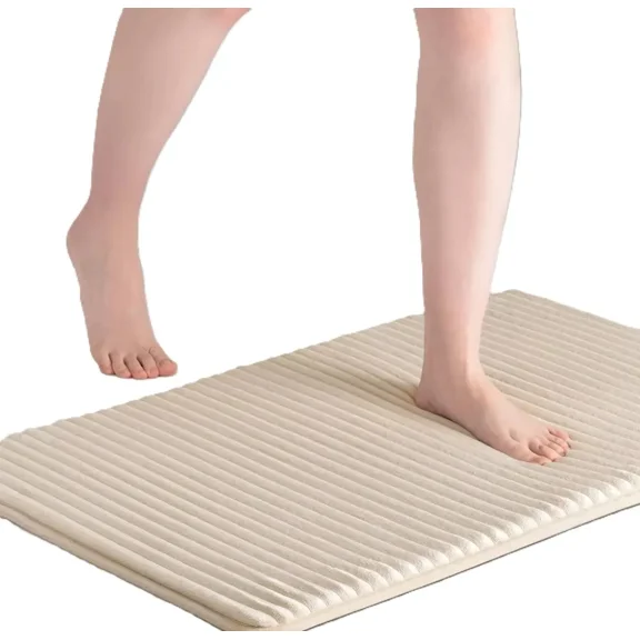 Ultra Soft Charcoal Infused Memory Foam Bath Mat,24 x 16 Inches,Bath Rugs for Bathroom Non-Slip,Thick & Water Absorbent Bathroom Rugs,Room Accessories Shower Floor Mat,Washable,Beige