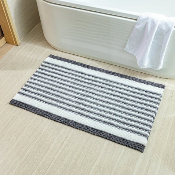 Ultra Soft Chenille Bathroom Rug, Dry Fast Non Slip Bathmat, Grey 26 x 44 inches,1 Pack