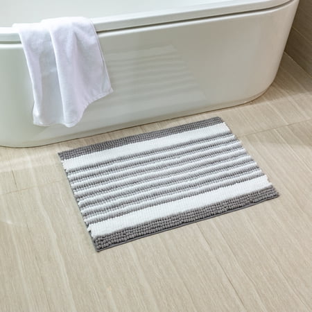 Ultra Soft Chenille Bathroom Rug, Dry Fast Non Slip Bathmat, Light Gray 20 x 30 inches,1 Pack