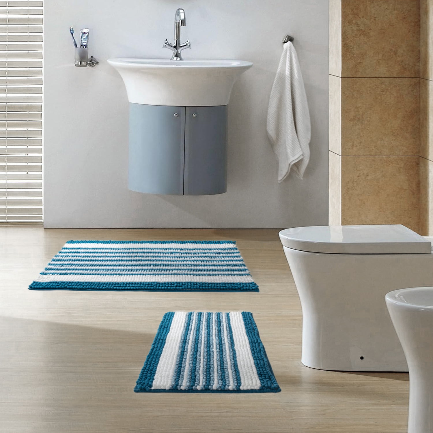 24x30 Inch Rug Ultra Soft Chenille Bathroom Rug, Dry Fast Non Slip Bathmat, Turquoise ...