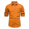 thumbnail image 1 of Ultra Soft Comfy Long Sleeve Shirts for Men Lapel V Neck Slim Fit Buttons Blouses Cotton Lightweight Casual Tops Orange,XL, 1 of 5