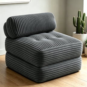Ultra-Soft Corduroy Convertible Sofa Bed, 3-in-1 Multi-Functional Folding Sleeper Chair for Small Space, No Assembly Required, Gray