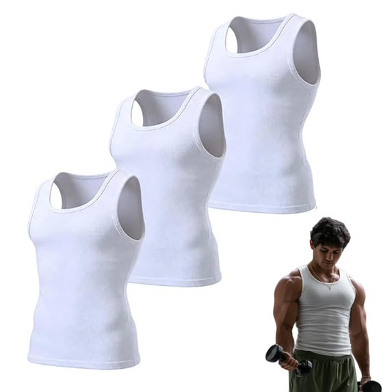 Ultra-Soft Cotton Fitted Tank 3 Pack, Basic Tank Tops for Men, Breathable Stretchy Casual Undershirts
