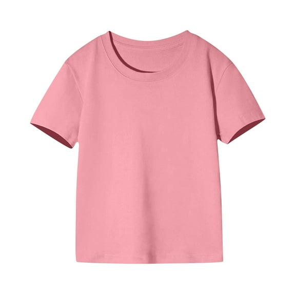 Ultra Soft Cotton T Shirts for Children Unisex Boys Girls Short Sleeve Round Neck Solid Tees Summer Kids 2025 Basic Tee TopsPink,4 Years