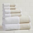 thumbnail image 1 of Ultra-Soft Cotton and Modern Linen-Like Border 6 Piece Towel Set, 2 Bath, 2 Hand, 2 Wash, 1 of 6