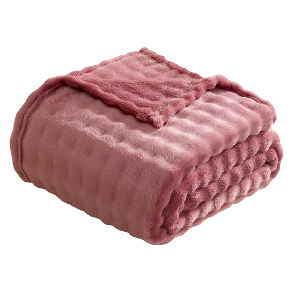 Ultra Soft Cozy 3D Bubble Throw Blanket, Lightweight Flannel Blanket for Bed Sofa Couch Camping Travel, All Season Use, Machine Washable, Perfect Gift for Family Loved Ones, 47" X 80"