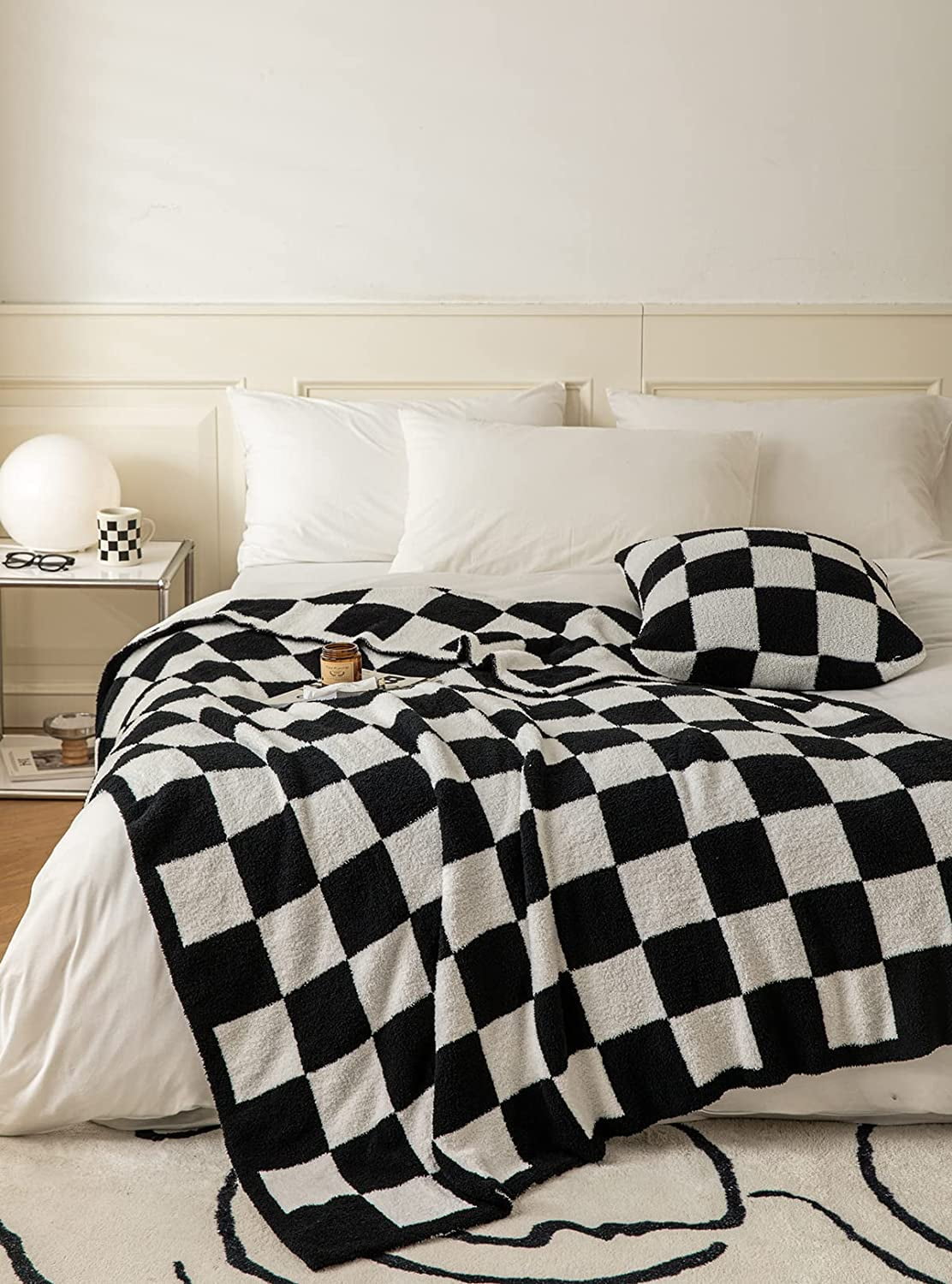 Ultra Soft Cozy Buffalo Checkerboard Grid Fluffy Microfiber Knitted Bed ...