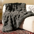 thumbnail image 1 of Ultra Soft Cozy Faux Fur Throw Blanket-Fuzzy Plush Thick Bubble Blanket, Fluffy Blanket for Couch, Sofa, Bedroom, and Living Room, 50x60 Inches, Dark Grey Taupe, 1 of 6