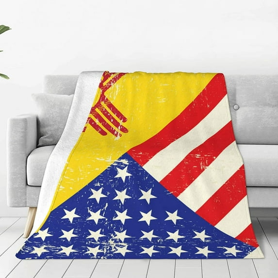 Ultra Soft Cozy Flannel Fleece Blanket 50"x60" USA and New Mexico State Flag Novelty Ultra Soft Micro Blanket Cozy and Comfy for All Seasons