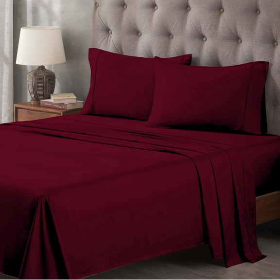 BNM Egyptian Cotton 400 Thread Count Sheet Set, King Size, Burgundy