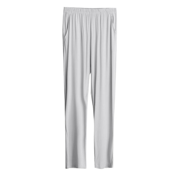 Ultra Soft Elastic Waist Straight Leg Casual Pants for Women Pockets Light Lounge Pants Loose Fit Long Pants Gray,2XL