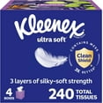 thumbnail image 1 of Ultra Soft Facial Tissues, 4 Cube Boxes, 60 Tissues per Box, 3-Ply (240 Total), Packaging May Vary, 1 of 5