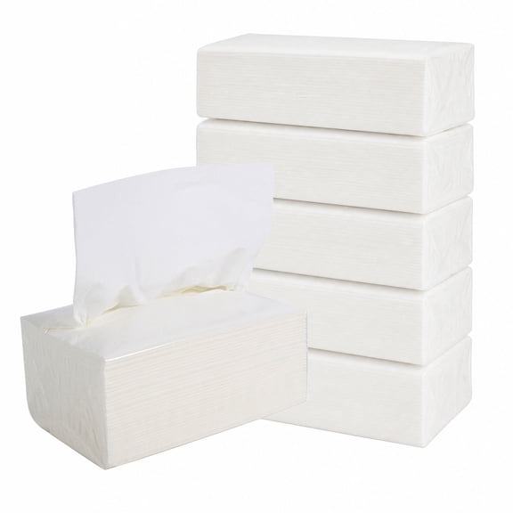 Ultra Soft Facial Tissues, 4-Ply Thick Tissue Paper, 6-Pack for Family Everyday Use, Unscented