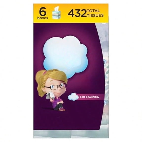 Ultra Soft Facial Tissuess, Mega Cube, 72 Facial Tissues Per Box, 6 Count
