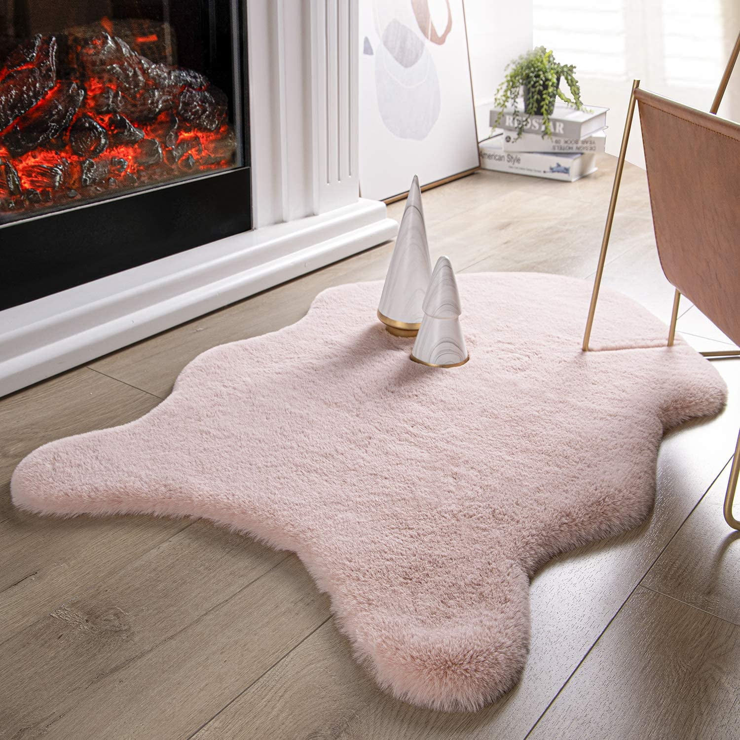 Ultra Soft Faux Rabbit Fur Chair Couch Cover Area Rug for Bedroom Floor ...