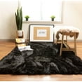 thumbnail image 1 of Ultra Soft Faux Sheepskin Fur Shag Rug, Black, 2' x 3', 1 of 7