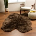 thumbnail image 1 of Ultra Soft Faux Sheepskin Fur Shag Rug Dark Brown 4' x 6' Sheepskin, 1 of 7