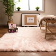 thumbnail image 1 of Ultra Soft Faux Sheepskin Fur Shag Rug Light Pink 3' x 5', 1 of 7