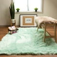 thumbnail image 1 of Ultra Soft Faux Sheepskin Fur Shag Rug Mint Green 5' x 7', 1 of 7