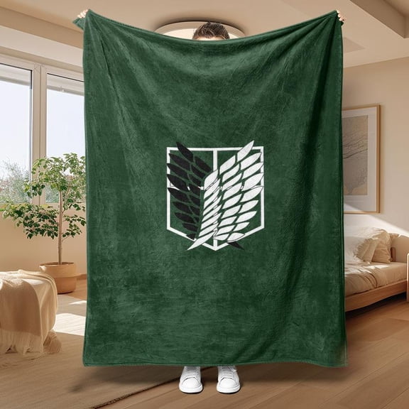 Attack on Titan Survey Corps Badge Themed Blanket, Warm Comfortable Soft Lightweight, All Season Blanket, Multi-Scene Use, Perfect Gift for Fans
