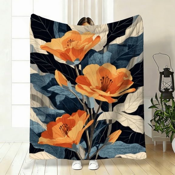 Ultra-Soft Flannel Blanket Suitable for Bed, Sofa Camping - Leaf Pattern Cozy /Outdoor Throw, Machine Washable Warm Bedspread - Neutral Christmas Fall Bedspread, Bed Blanket, Christmas Decor