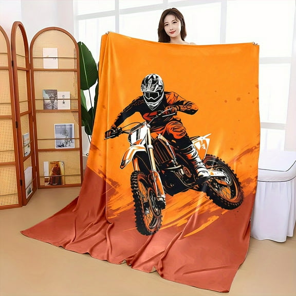 Ultra-Soft Flannel Machine Washable Throw Blanket with Graffiti Motorcycle & Rider Design - Perfect for Couch, Bed, Camping - Ideal Gift for Boyfriend or Son