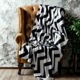 thumbnail image 1 of Ultra Soft Flannel Throw Blanket, Machine Washable Lightweight Bed Blanket, Queen, 90" x 90", Black and White Wavy, 1 of 6