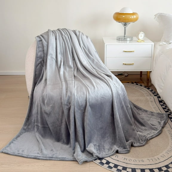 Ultra Soft Flannel Throw Blanket for Couch Bed Chair - Cozy Warm Lightweight Bedding, Grey