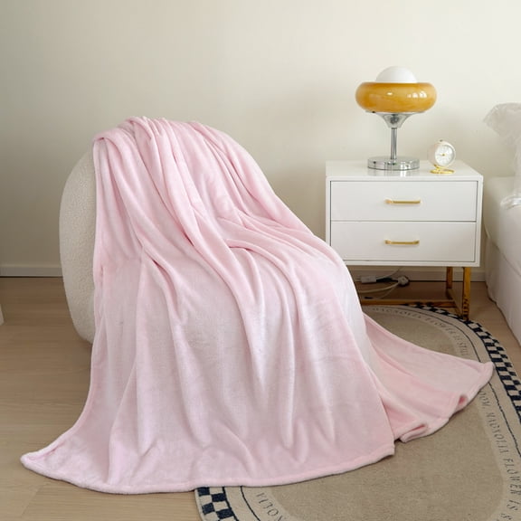 Ultra Soft Flannel Throw Blanket for Couch Bed Chair - Cozy Warm Lightweight Bedding, Pink
