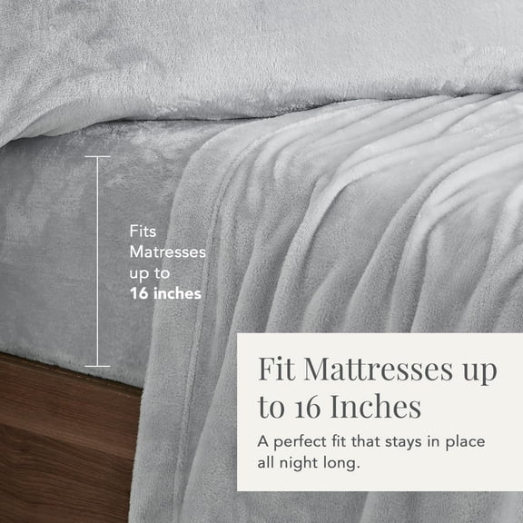 Ultra Soft Fleece Sheets Set Twin Light Grey Extra Deep Pockets Plush Velvet