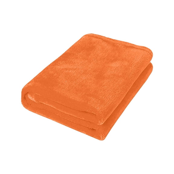 Ultra-Soft Fleece Throw Blanket, 50x70cm Warm Plush Lightweight Bed & Couch Cover, Cozy Microfiber Blanket for Sofa, Bedroom or Winter Snuggling - Orange