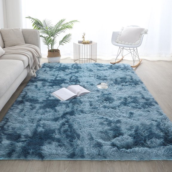 Ultra Soft Fluffy Area Rugs for Bedroom 16"x24", Shaggy Bedroom Carpet, Plush Living Room Shag Furry Floor Rugs, Non-Slip Tie-Dyed Floor Carpet