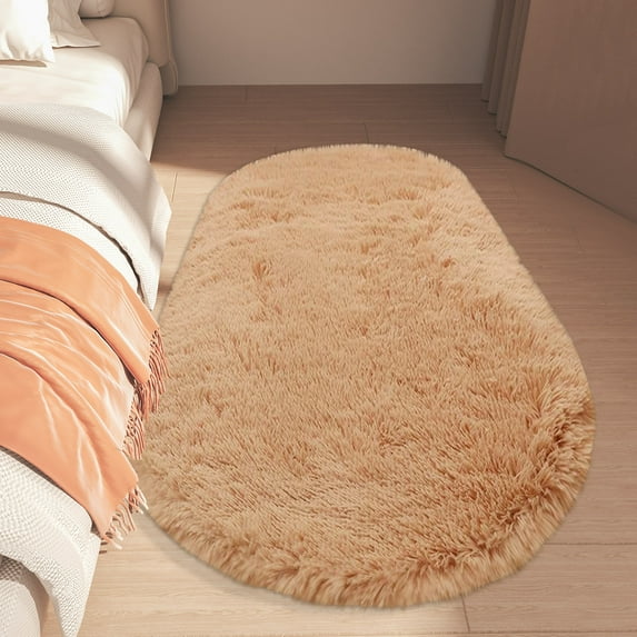 Ultra Soft Fluffy Bedroom Rugs,Shaggy Area Rugs for Bedroom,Oval Throw Rugs, Kids Room Small Carpet,Living Room Runner Rug Non Slip Modern Home Decor, 23.6x63in