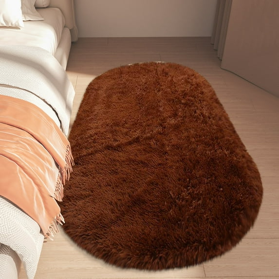 Ultra Soft Fluffy Bedroom Rugs,Shaggy Area Rugs for Bedroom,Oval Throw Rugs, Kids Room Small Carpet,Living Room Runner Rug Non Slip Modern Home Decor, 23.6x63in