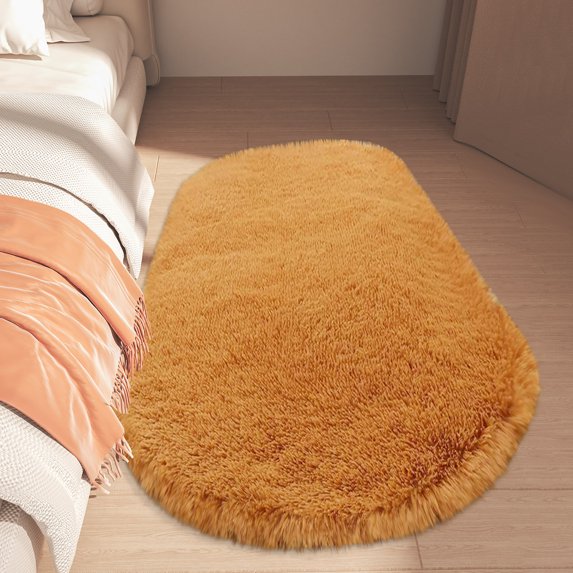 Ultra Soft Fluffy Bedroom Rugs,Shaggy Area Rugs for Bedroom,Oval Throw Rugs, Kids Room Small Carpet,Living Room Runner Rug Non Slip Modern Home Decor, 23.6x63in