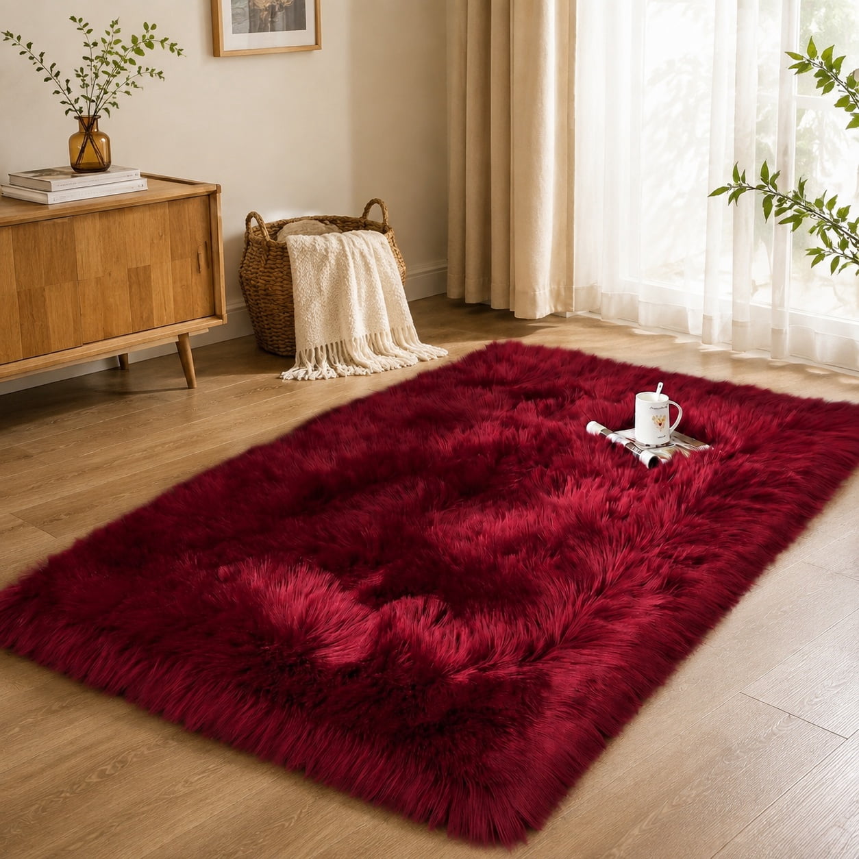 Ultra Soft Fluffy Shaggy Faux Fur Area Rug Chair Cover Seat Pad Fuzzy ...