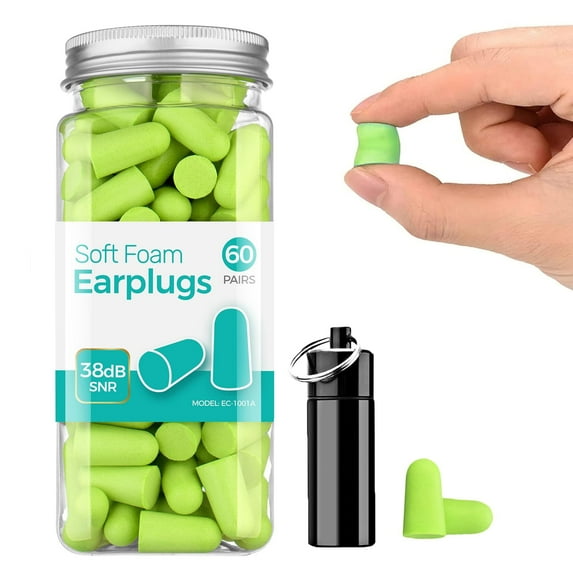 Ultra Soft Foam Earplugs, 38dB Highest SNR - 60 Pairs Reusable Earplugs for Sleeping, Comfortable Hearing Protection for Snoring, Studying, Travel, Motorcycle, Loud Noise - Lemon Green