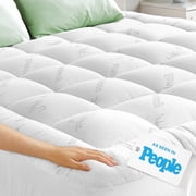 Ultra Soft Full Size Mattress Topper - Viscose Made from Bamboo Pillow Top Mattress Pad for Back Pain Relief - Naturally