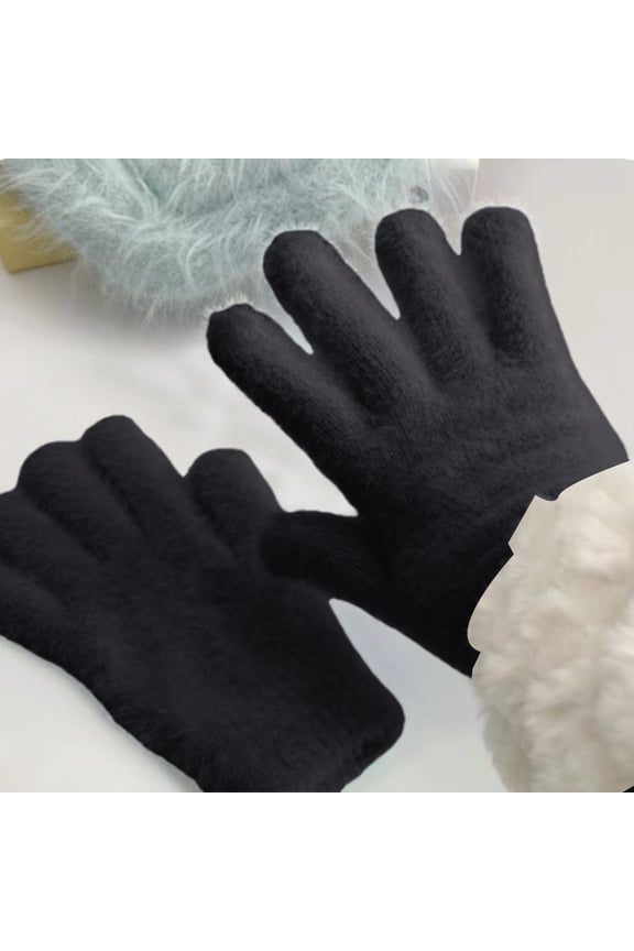 Ultra Soft Fuzzy Warm Gloves for Men and Women, Winter Thermal Gloves for Indoor and Outdoor Cold Weather, Cozy Gloves for Typing, Office, and Daily Use Black