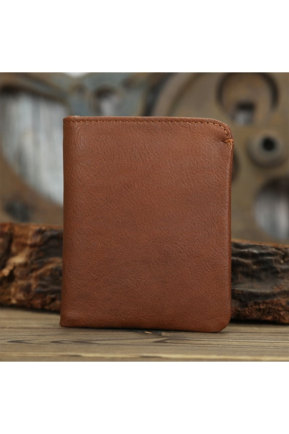 Ultra-Soft Genuine Leather Wallet Short Casual Fashion Top Layer Cowhide Money Clip Handmade Stitching Vertical Driver's License Leather Case