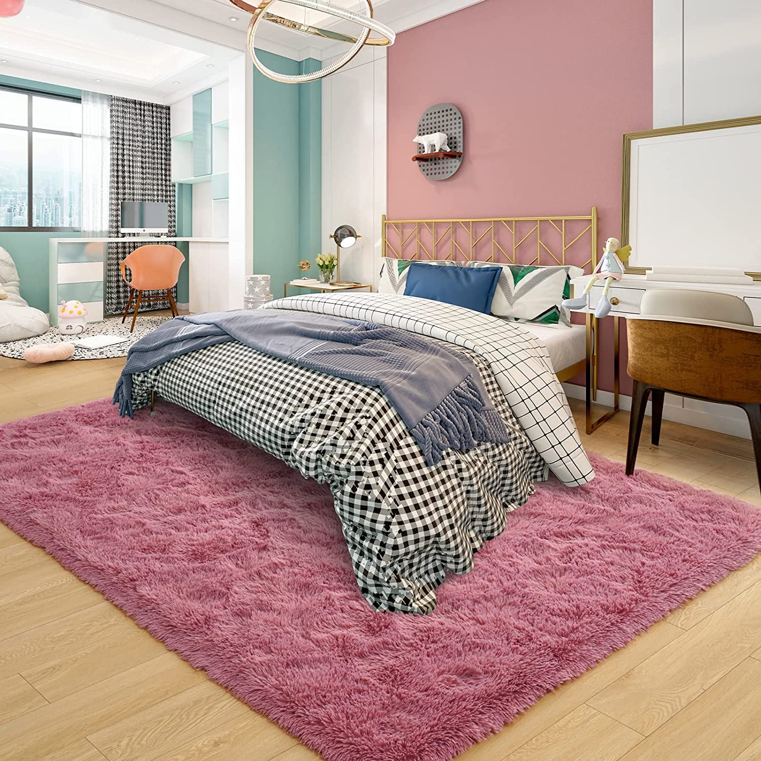 Ultra Soft Grey Rugs for Bedroom 8x10 Feet, Fluffy Shag Area Rugs for