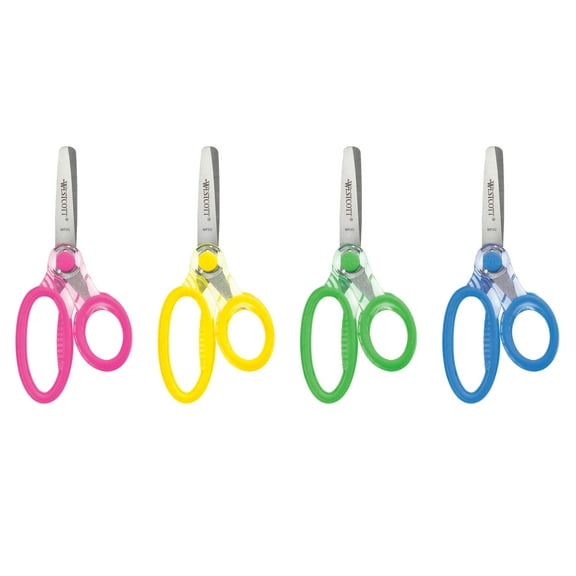 Ultra Soft Handle Scissors W/antimicrobial Protection, Rounded Tip, 5" Long, 2" Cut Length, Randomly Assorted Straight Handle | Bundle of 5 Each