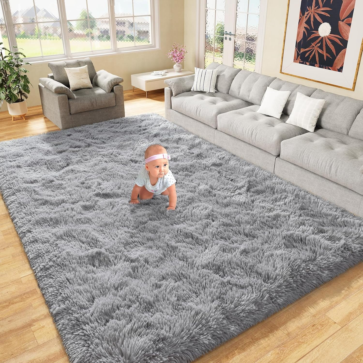 Ultra Soft Indoor Modern Area Rugs Fluffy Living Room Carpets for ...