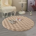 thumbnail image 1 of Ultra Soft Indoor Modern Small Area Rugs, 15.75 Inch Fluffy Round Carpets Faux Fur Rabbit Hair Rug, Foot Mats Rugs Home Decor Rugs for Bedroom Living (Khaki), 1 of 6