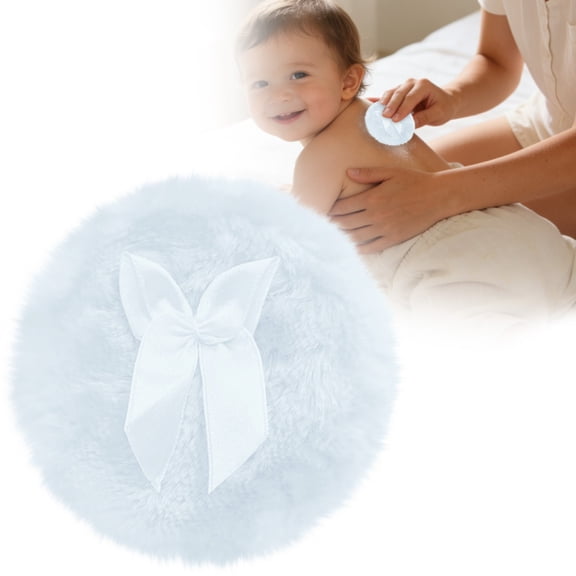 Ultra Soft Large Round Velour Body Powder Puff - Washable, Soft Furry Velour Fabric, Ribbon Handle, High Elastic Sponge, Large Size for Body Loose Powder, Gentle, Easy to Use, Home & Travel