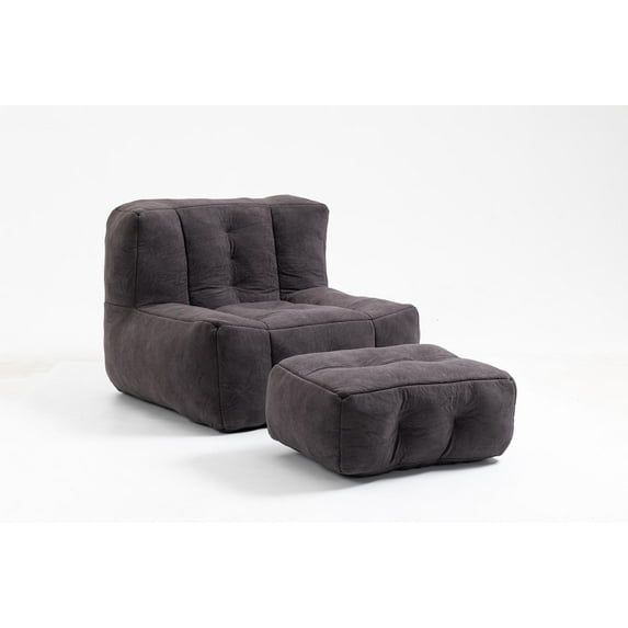 Ultra Soft Lazy Sofa Chair with Footstool,Comfy High Back Bean Bag Chair Bed Lounger Couch for Indoor,Modern Accent Bean Bag Chairs for Living Room,Bedroom,Apartment